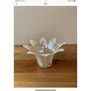 Murano Art Glass Beige Swirl Petal Votive Candle Holder Made It Italy 4”x 7” VTG